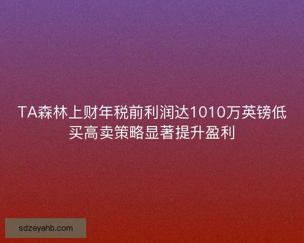 TA森林上财年税前利润达1010万英镑低买高卖策略显著提升盈利