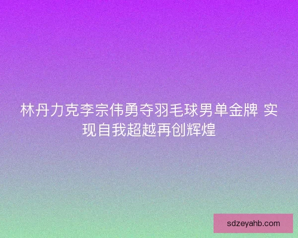 林丹力克李宗伟勇夺羽毛球男单金牌 实现自我超越再创辉煌