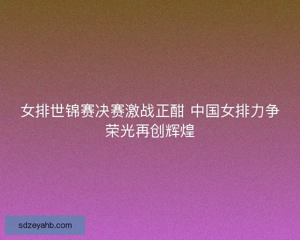 女排世锦赛决赛激战正酣 中国女排力争荣光再创辉煌