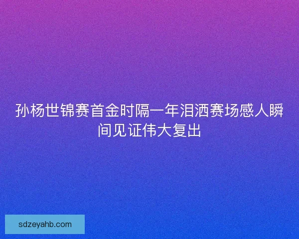 孙杨世锦赛首金时隔一年泪洒赛场感人瞬间见证伟大复出