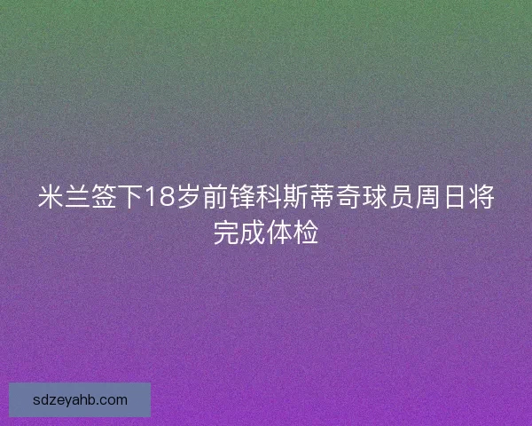 米兰签下18岁前锋科斯蒂奇球员周日将完成体检