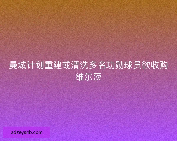 曼城计划重建或清洗多名功勋球员欲收购维尔茨 曼城计划重建或清洗多名功勋球员欲收购维尔茨