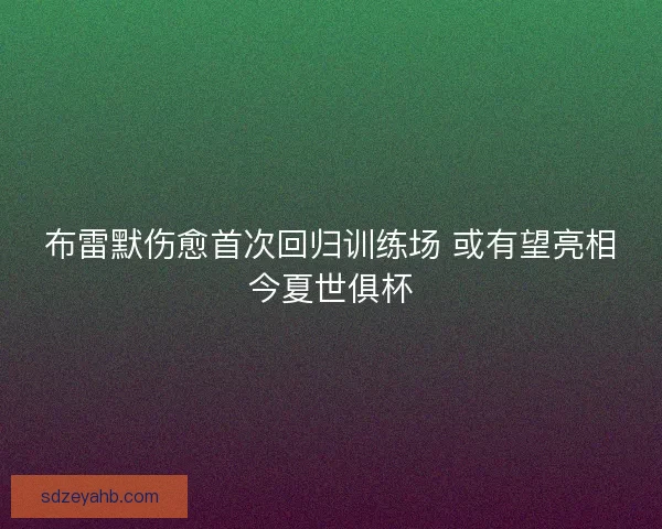 布雷默伤愈首次回归训练场 或有望亮相今夏世俱杯